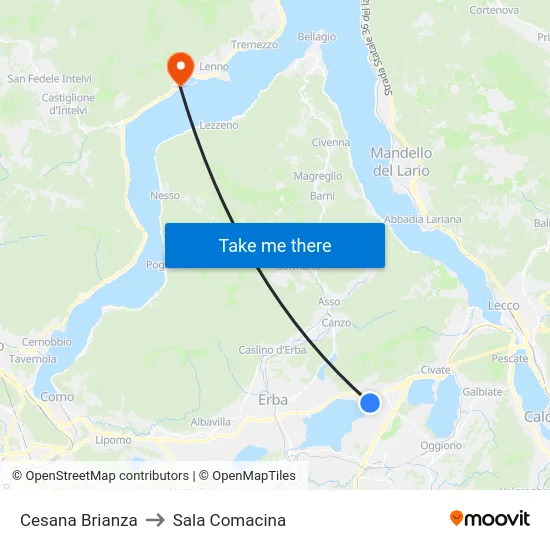 Cesana Brianza to Sala Comacina map