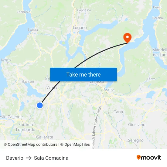 Daverio to Sala Comacina map