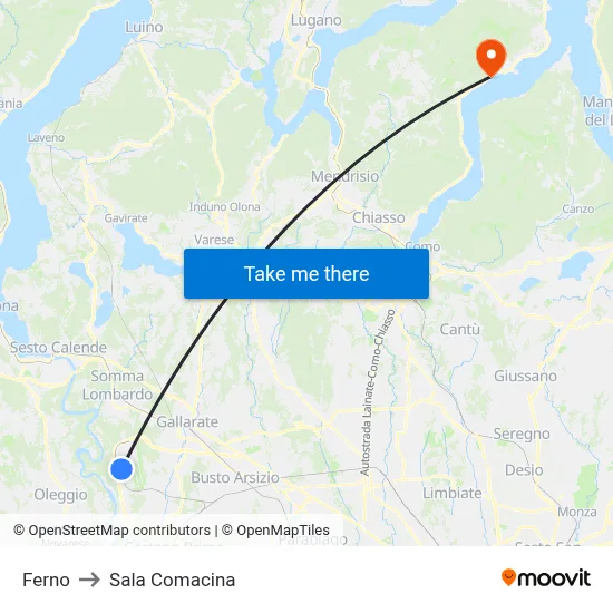 Ferno to Sala Comacina map