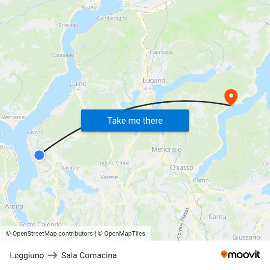 Leggiuno to Sala Comacina map