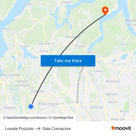 Lonate Pozzolo to Sala Comacina map