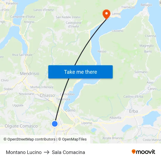 Montano Lucino to Sala Comacina map