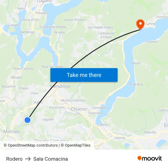 Rodero to Sala Comacina map