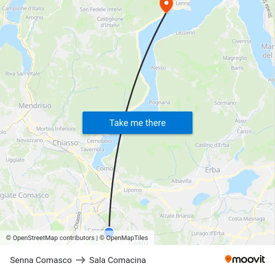 Senna Comasco to Sala Comacina map