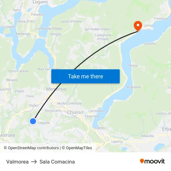 Valmorea to Sala Comacina map