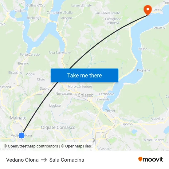 Vedano Olona to Sala Comacina map