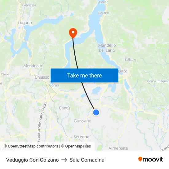 Veduggio Con Colzano to Sala Comacina map
