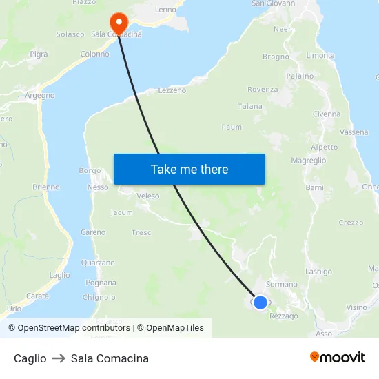 Caglio to Sala Comacina map