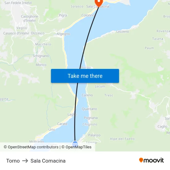 Torno to Sala Comacina map