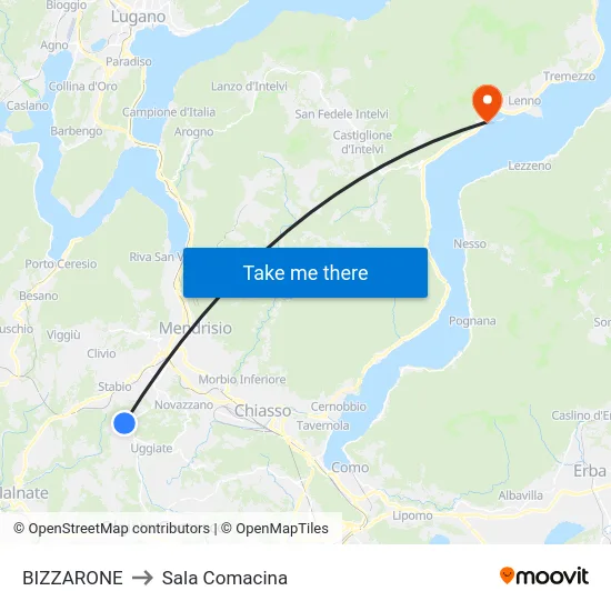 BIZZARONE to Sala Comacina map