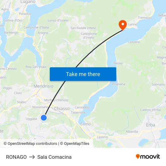 Ronago to Sala Comacina map