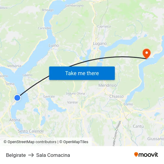 Belgirate to Sala Comacina map