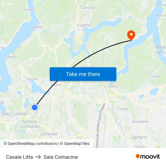 Casale Litta to Sala Comacina map