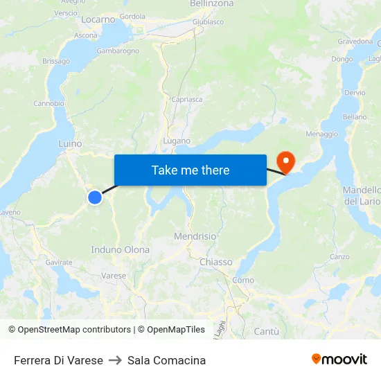 Ferrera Di Varese to Sala Comacina map