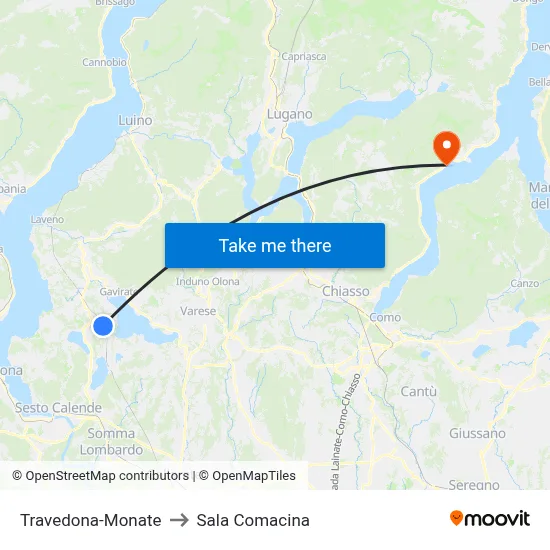 Travedona-Monate to Sala Comacina map