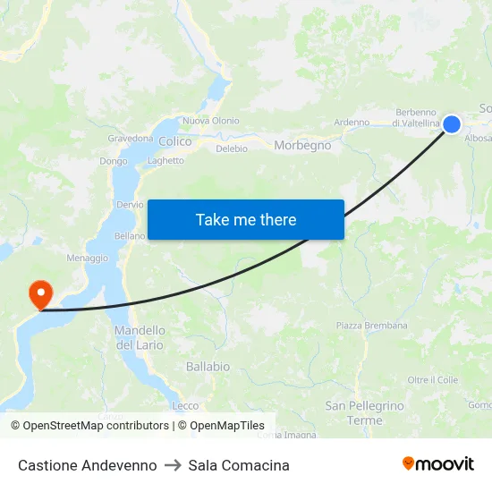 Castione Andevenno to Sala Comacina map