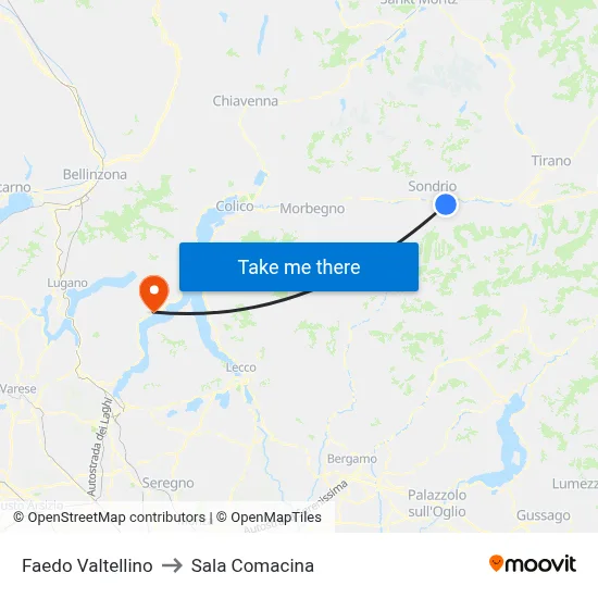 Faedo Valtellino to Sala Comacina map