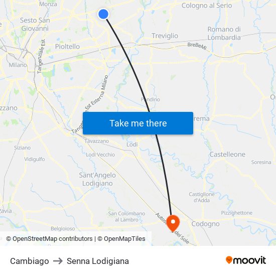 Cambiago to Senna Lodigiana map