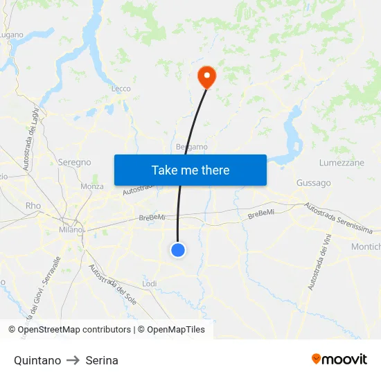 Quintano to Serina map