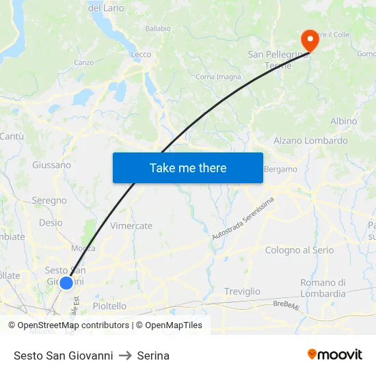 Sesto San Giovanni to Serina map