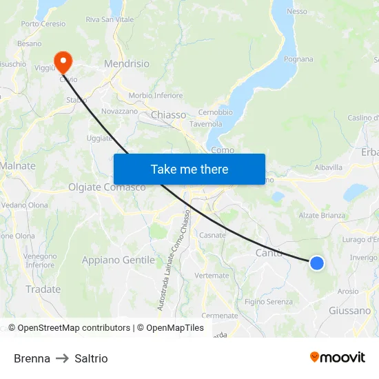 Brenna to Saltrio map
