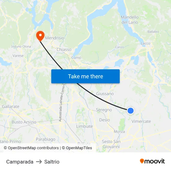 Camparada to Saltrio map