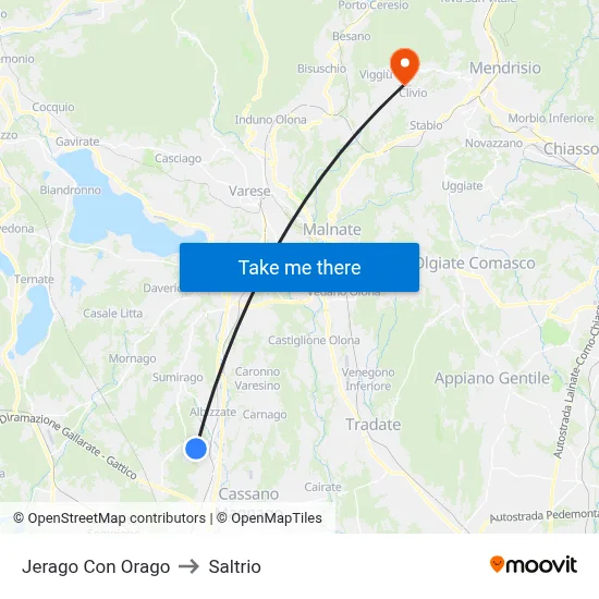 Jerago con Orago to Saltrio map