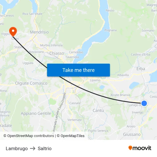 Lambrugo to Saltrio map