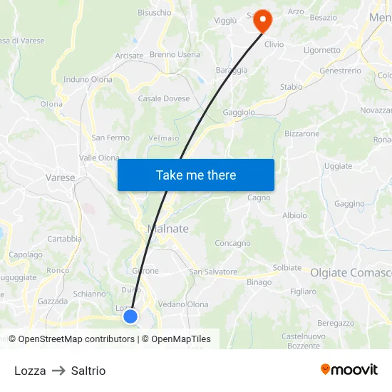 Lozza to Saltrio map