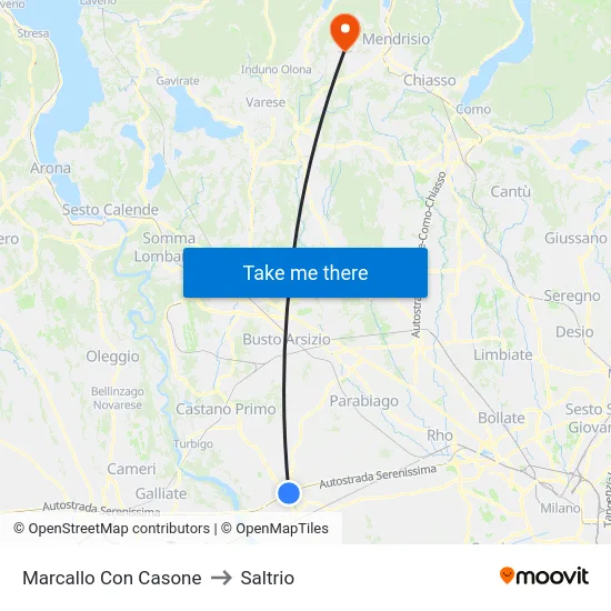 Marcallo con Casone to Saltrio map