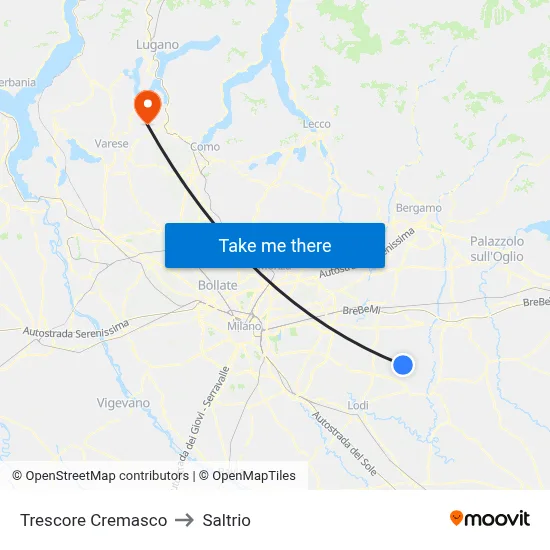 Trescore Cremasco to Saltrio map