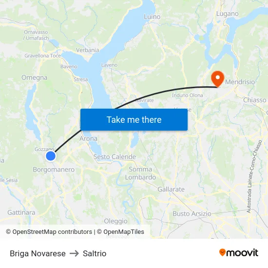 Briga Novarese to Saltrio map