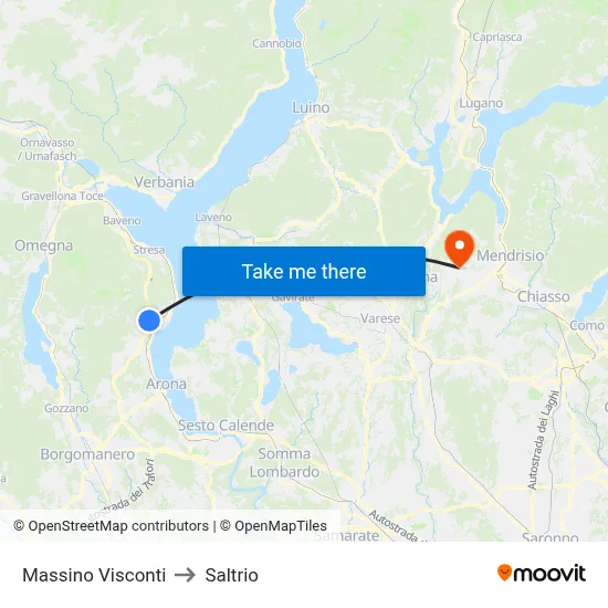 Massino Visconti to Saltrio map
