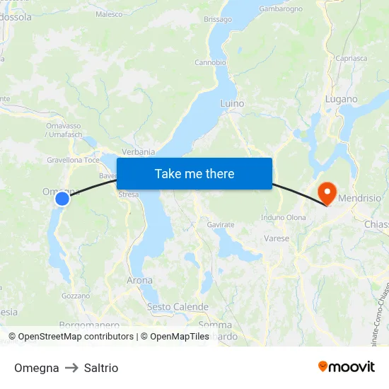 Omegna to Saltrio map