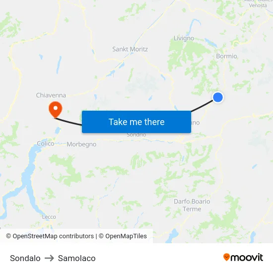 Sondalo to Samolaco map
