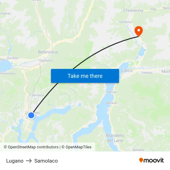 Lugano to Samolaco map