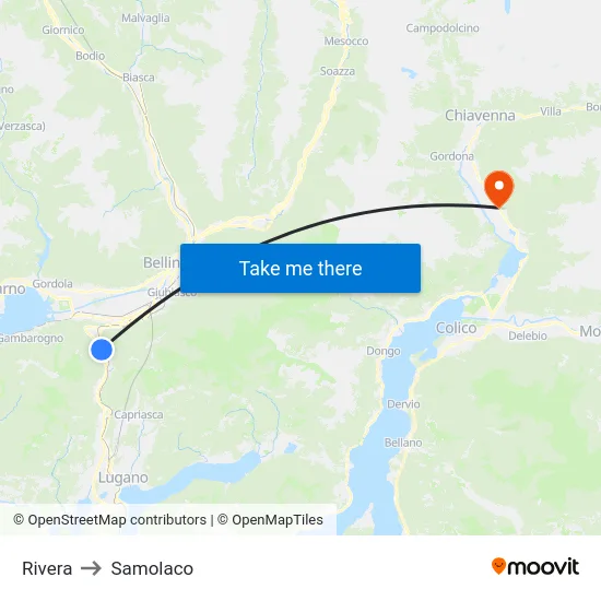 Rivera to Samolaco map