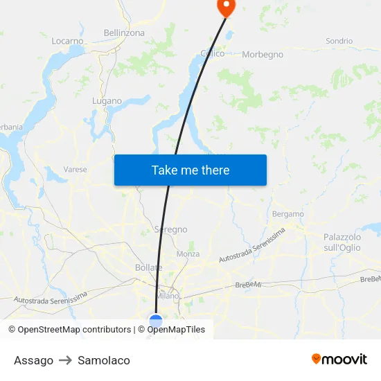 Assago to Samolaco map