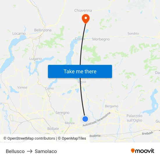 Bellusco to Samolaco map