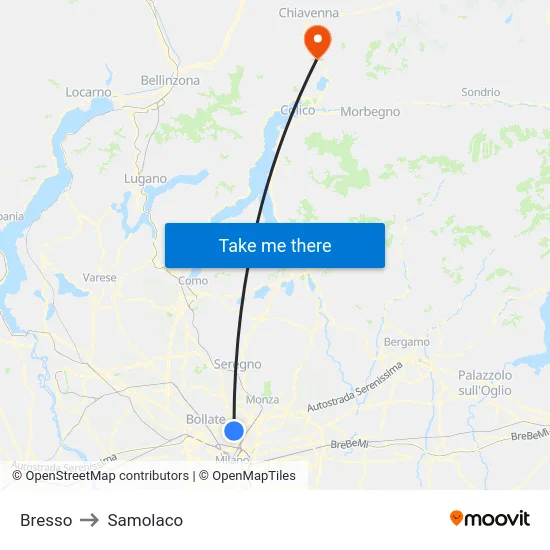 Bresso to Samolaco map