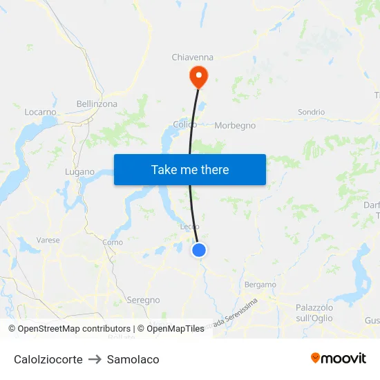 Calolziocorte to Samolaco map