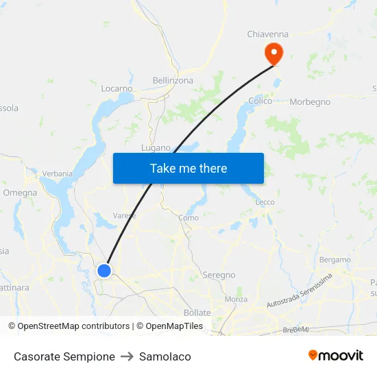 Casorate Sempione to Samolaco map