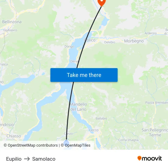 Eupilio to Samolaco map