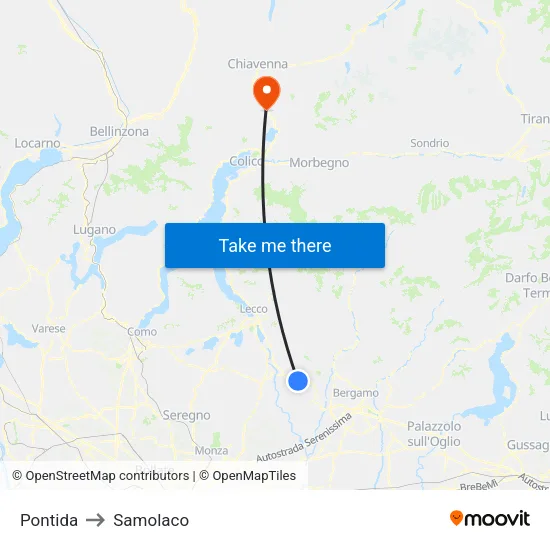 Pontida to Samolaco map