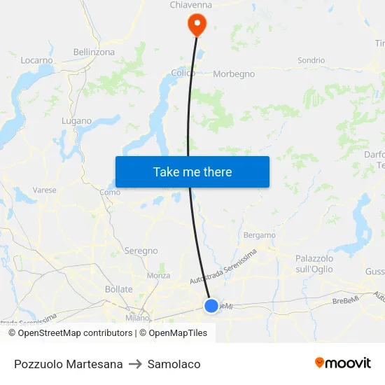 Pozzuolo Martesana to Samolaco map