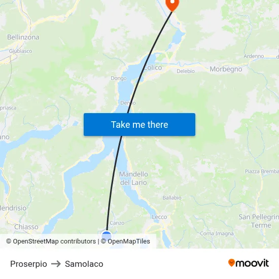 Proserpio to Samolaco map