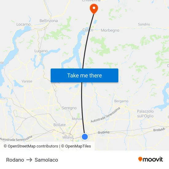 Rodano to Samolaco map