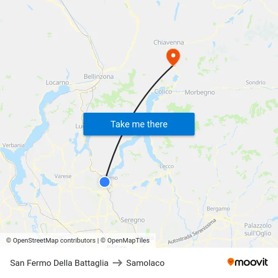 San Fermo Della Battaglia to Samolaco map