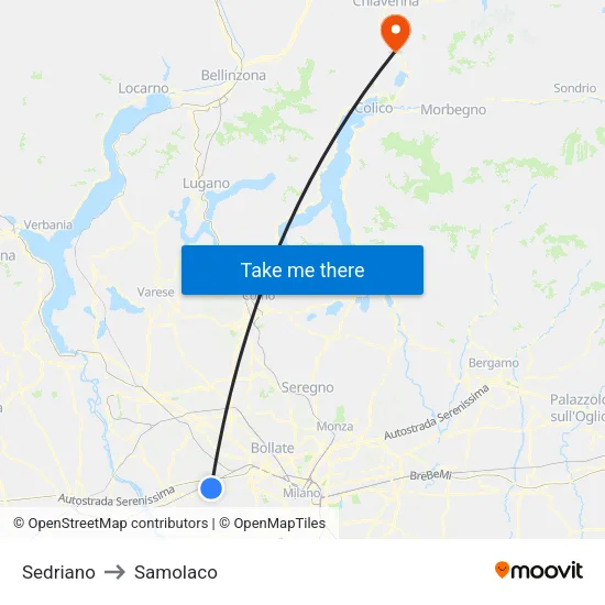 Sedriano to Samolaco map