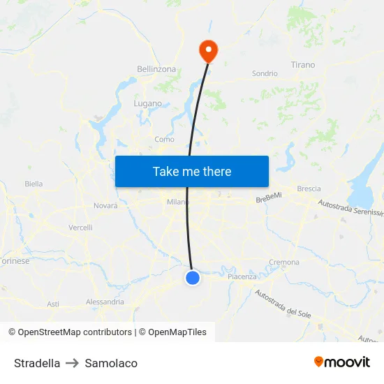 Stradella to Samolaco map